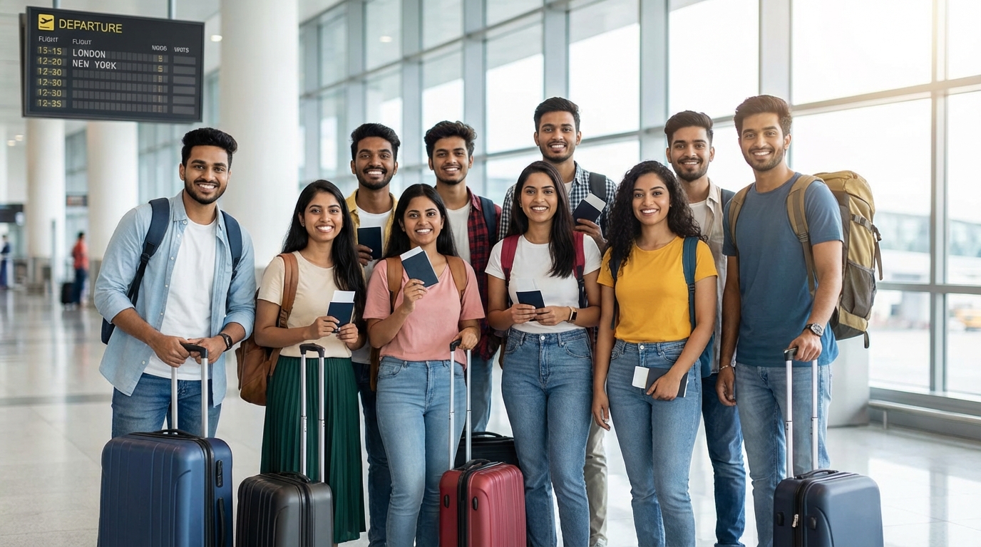 Indian Students At Airport 2221d92d17