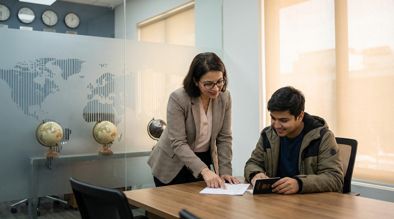 Professional Visa Consultant Guiding A Student Wit E41d6a43e1